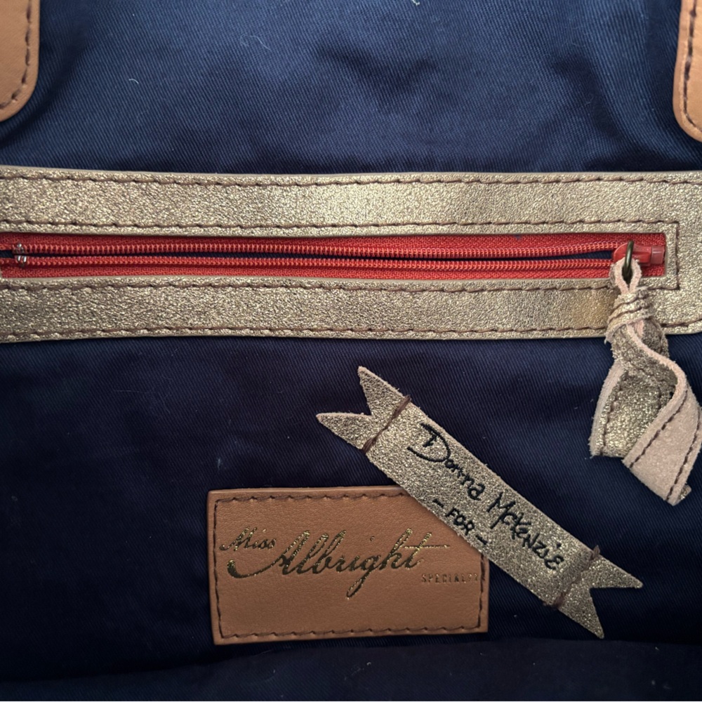 Miss Albright Peach Tote with French Bulldog Design by Donna McKenzie - Picture 6 of 8